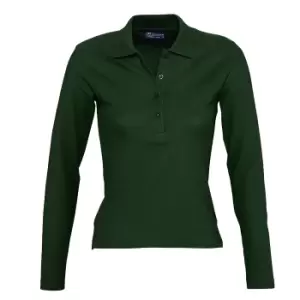 Image of SOLS Womens/Ladies Podium Long Sleeve Pique Cotton Polo Shirt (L) (Forest Green)