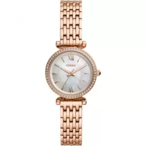 Image of Ladies Fossil Carlie Mini Watch Rose Gold Bracelet