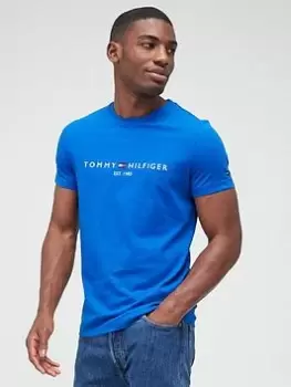 Image of Tommy Hilfiger Tommy Logo T-Shirt - Greek Isle Blue, Greek Isle Blue, Size S, Men