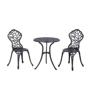 Image of Outsunny Cast Aluminium 3 Pcs Bistro Set-Black