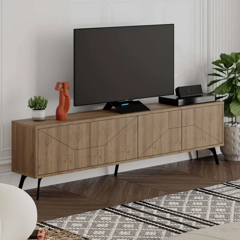 Image of Decortie Dune' Modern TV Unit Multimedia Centre 180cm in Dark Brown Size: 2 Pack Dark Brown Unisex 2 Pack