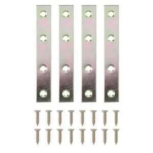 Image of BQ Zinc Effect Steel Mending Plate L100mm Pack of 4