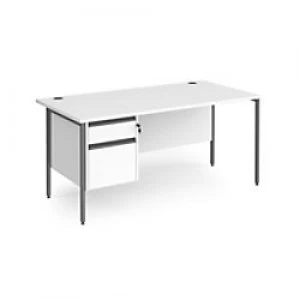 Image of Dams International Straight Desk with White MFC Top and Graphite H-Frame Legs and 2 Lockable Drawer Pedestal Contract 25 1600 x 800 x 725mm