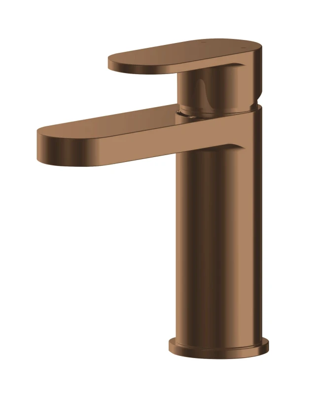 Image of Balterley Round Mono Basin Mixer Tap with Push Button Waste - Brushed Bronze Brown