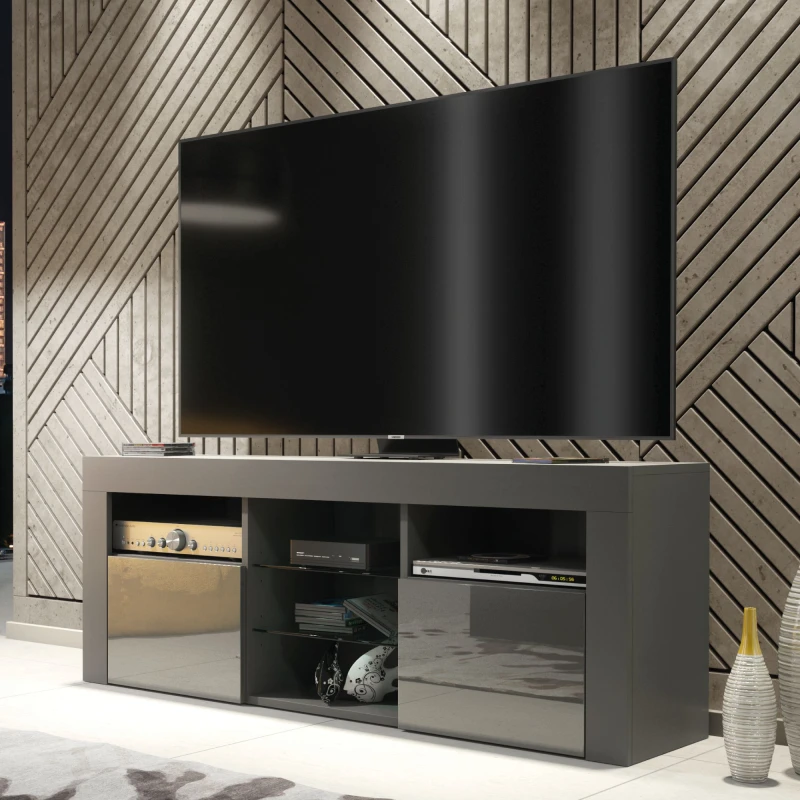 Image of Creative Furniture Creative Furniture TV Unit 145cm Modern - Dark Grey with High Gloss Doors Dark Grey One Size Unisex 5061075249751