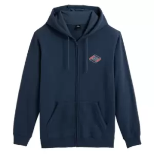 Image of Hooded Cotton Mix Logo Zip Hoodie