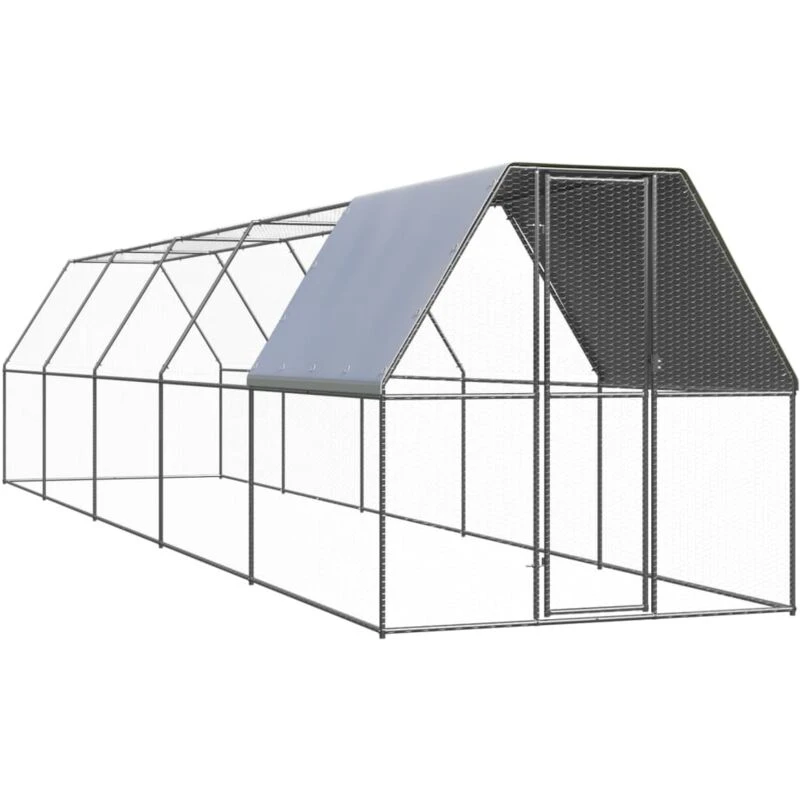 Image of VIDAXL Outdoor Chicken Cage 2x10x2 m Galvanised Steel Vidaxl 8720286764701