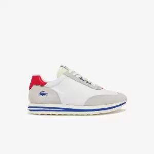 Image of Lacoste Mens L-Spin Textile Trainers Size 7 UK White & Red