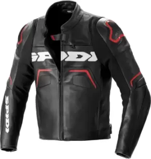 Image of Spidi Evorider 2 Motorcycle Leather Jacket, black-red, Size 52, black-red, Size 52