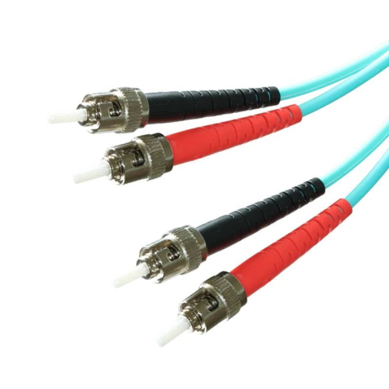 Image of Cablenet 1m OM3 50/125 ST-ST Duplex Aqua LSOH Fibre Patch Lead