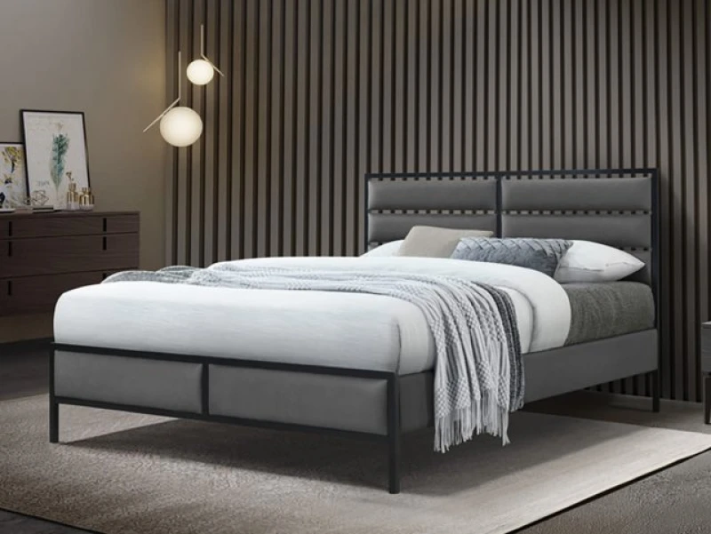 Image of Flintshire Marford Grey Fabric Bed Frame - 5ft King Size