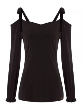 Image of Michael Kors Velvet strap detail top Black
