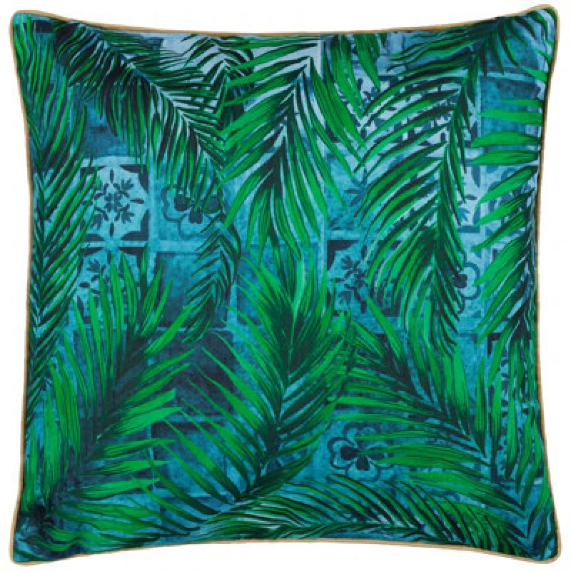 Image of Paoletti Paoletti Majorelle Palm Tropical Outdoor Cushion in Blue Blue One Size Unisex 5025532851178