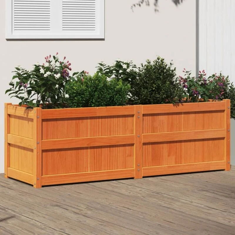 Image of vidaXL Garden Planter Wax Brown 150x50x50cm Solid Wood Pine, Brown 837486