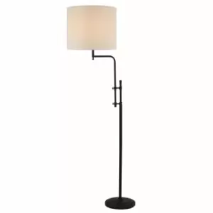 Image of Munich Adjustable Floor Lamp, Matt Black, Linen Shade