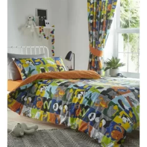 Image of Animal Jigsaw Childrens Duvet Cover Set Toddler Size Reversible Patchwork Bedding Set