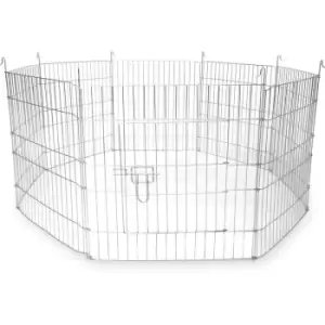 Image of Large Outdoor Pet Playpen (Small / Medium Pets) Silver - Pukkr