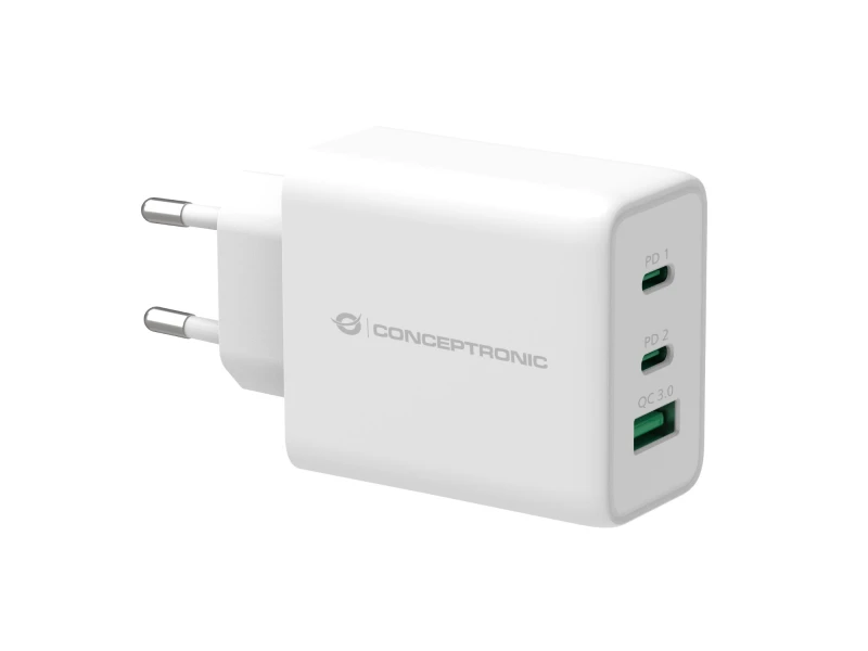 Image of Conceptronic ALTHEA 3-Port 65W GaN USB PD Charger. QC 3.0