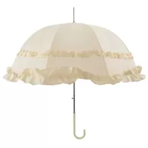 Image of X-Brella Womens/Ladies Double Frill Wedding Umbrella Stick (One Size) (Ivory)