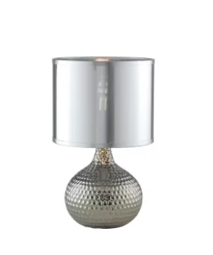 Image of PULSAR Table Lamp with Round Shade Silver, Ceramic With Pvc Lampshade 22x35cm