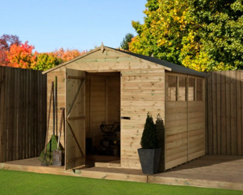 Image of Empire Sheds Empire 9200 Premier Apex Shed Windows 8X12 Pressure Treated Tongue And Groove Wooden Garden Shed (8' X 12' / 8ft X 12ft) (8X12)