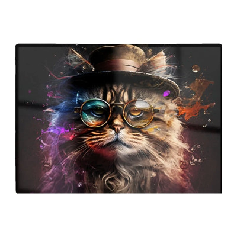 Image of Warren Reed Designer Siberian Cat With Glasses Splashart Chopping Board