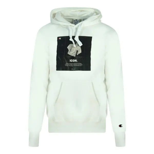 Image of Champion Icon Logo White Hoodie White