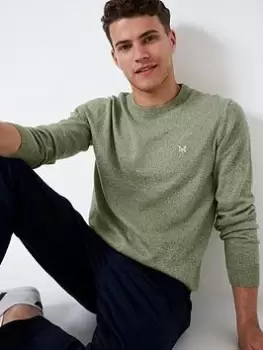 Image of Crew Clothing Mouline Crew Neck Jumper, Light Green, Size L, Men
