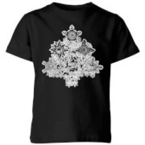 Image of Marvel Shields Snowflakes Kids Christmas T-Shirt - Black - 3-4 Years