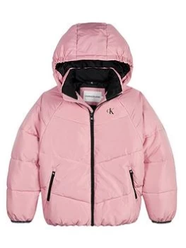 Image of Calvin Klein Jeans Girls Relaxed Padded Jacket - Berry Size 12 Years, Women