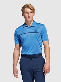 Image of adidas Golf Chest Print Polo Shirt - Blue Size M, Men