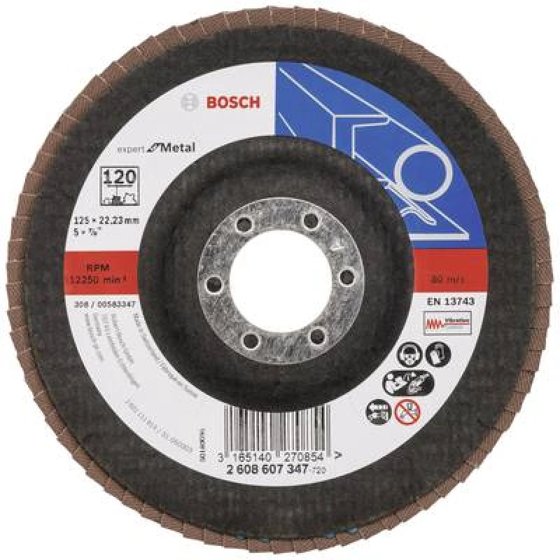 Image of Bosch Accessories Bosch Accessories 2608607347 X551 Flap disc Diameter 125mm Bore diameter 22.33mm Steel 2608607347