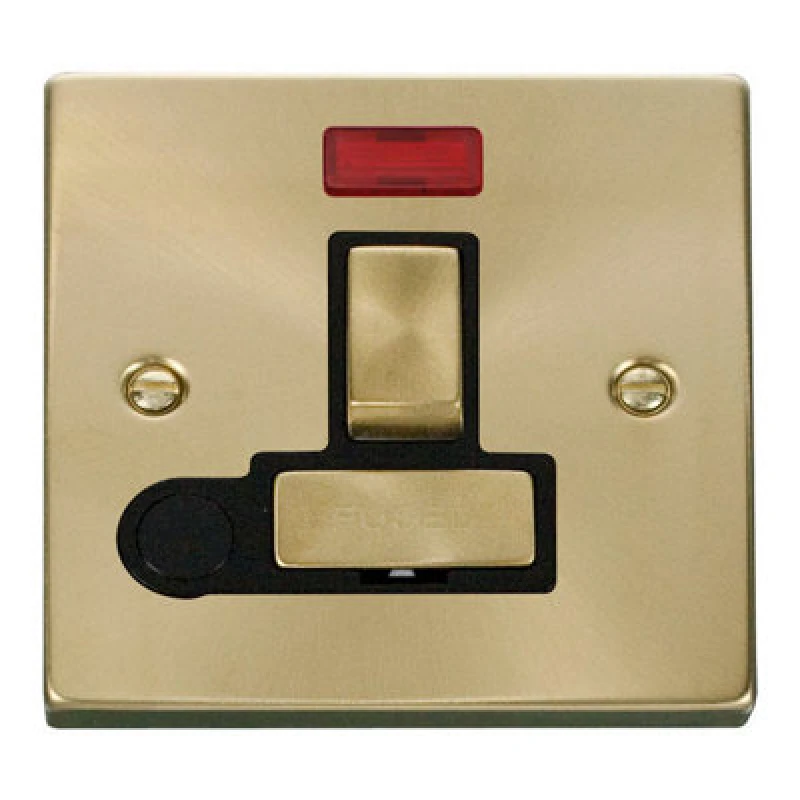 Image of SE Home Satin / Brushed Brass 13A Fused Ingot Connection Unit Switched With Neon With Flex Gold