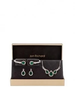 Image of Jon Richard Jon Richard Emerald Pear Trio Jewellery Set