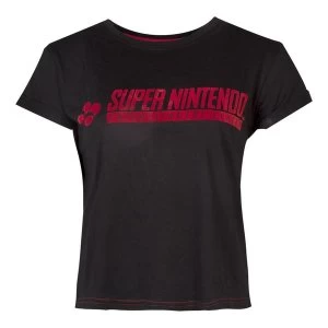 Image of Nintendo - Snes Logo Womens Medium T-Shirt - Black