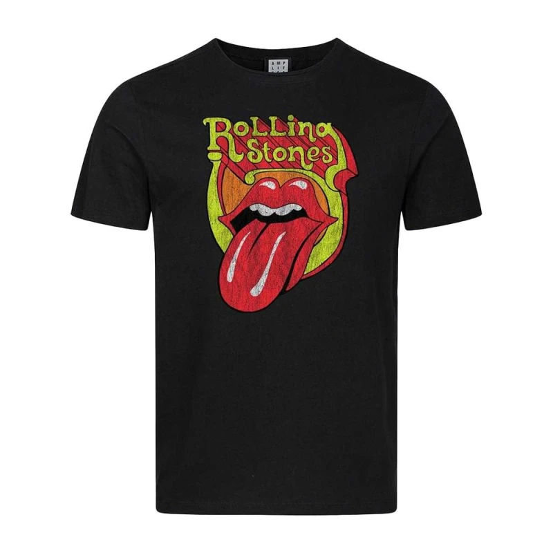 Image of Amplified Mens Bootleg Tongue The Rolling Stones T-Shirt in Black Size: XS Black Male XS