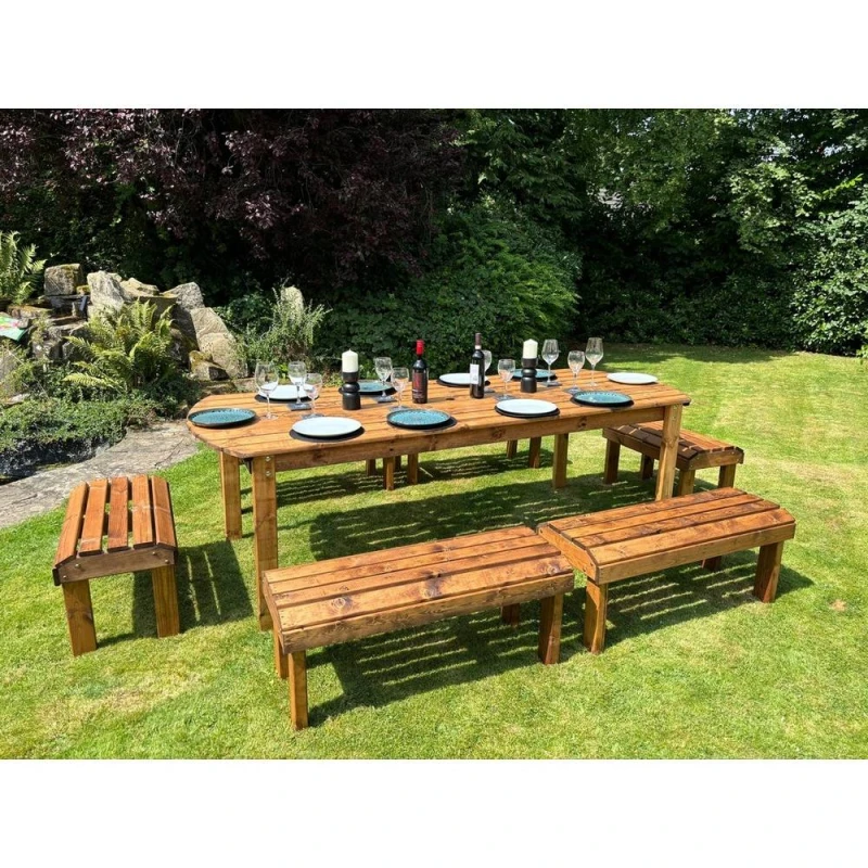 Image of Charles Taylor Ten Seater Garden Furniture Table Set - L245xW400xH80cm - Green in Light Brown Light Brown Unisex