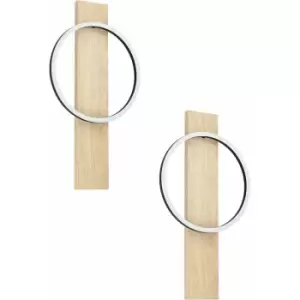 Image of Loops - 2 pack Wall Flush Ceiling Light Colour Black Brown Shade White Plastic LED 12W