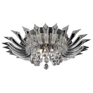 Image of LED 5 Light Flush Ceiling Light Chrome, Crystal, G9