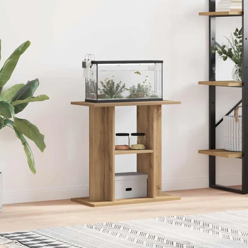 Image of vidaXL Aquarium Stand Artisan Oak 60x30x60cm Engineered Wood, Brown 857271