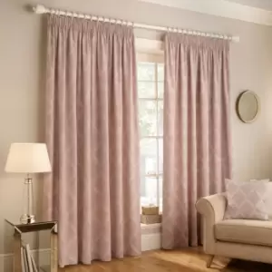 Image of Paoletti Olivia Embroidered Pencil Pleat Curtains (Pair) Polyester Blush (168X183Cm)