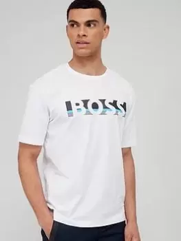 Image of BOSS Large Logo 1 T-Shirt - White, Size S, Men