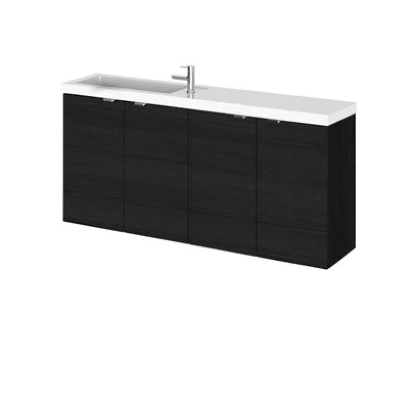Image of Hudson Reed Fusion Wall Hung Vanity Unit & Basin Compact, Stylish Sink Vanity Unit, Charcoal Black, 1200mm