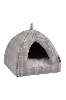 Image of Grey Plaid Cat Igloo