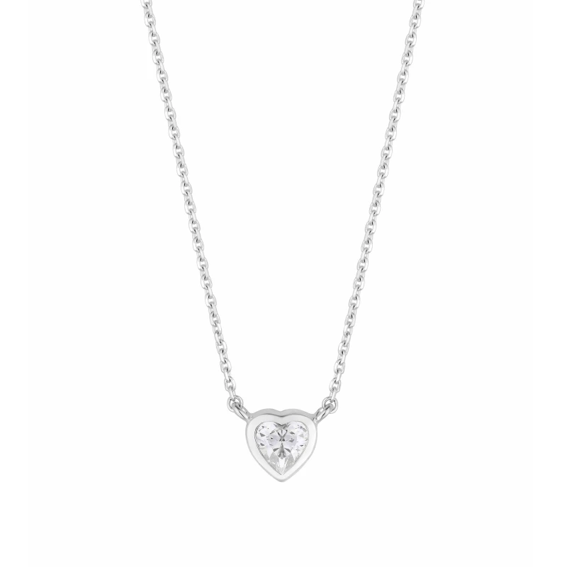 Image of Simply Silver Sterling Silver 925 Cubic Zirconia Heart Necklace Necklaces One Size Silver 87950411000