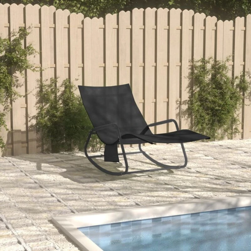 Image of VIDAXL Sun Lounger Steel and Textilene Black Vidaxl 8720286671924