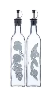 Image of Italian Set of 2 Glass Oil and Vinegar Bottles