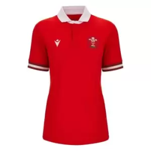 Image of Macron WRU Wales 23/24 Home Womens Sleeve Rugby Shirt - Red