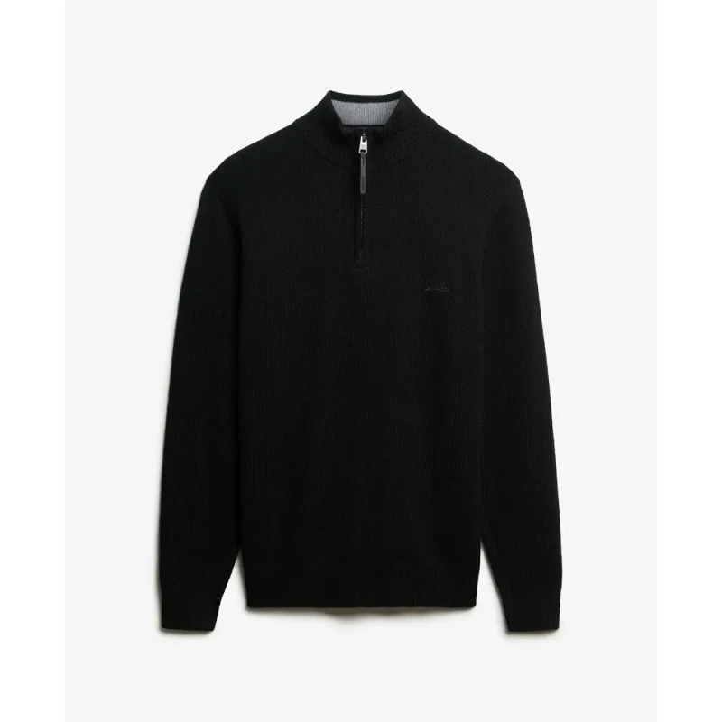 Image of Superdry Wool blend jumper with a funnel neck Superdry Noir Male XL