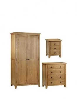 Image of Julian Bowen Marlborough 4 Piece Package - 2 Door Wardrobe, 4 Drawer Chest And 2 Bedside Cabinets